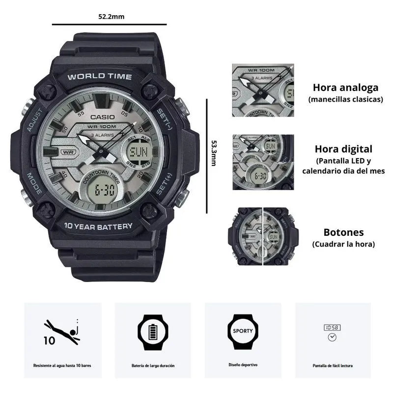 Casio Analógo-Digital AEQ-120W-7A